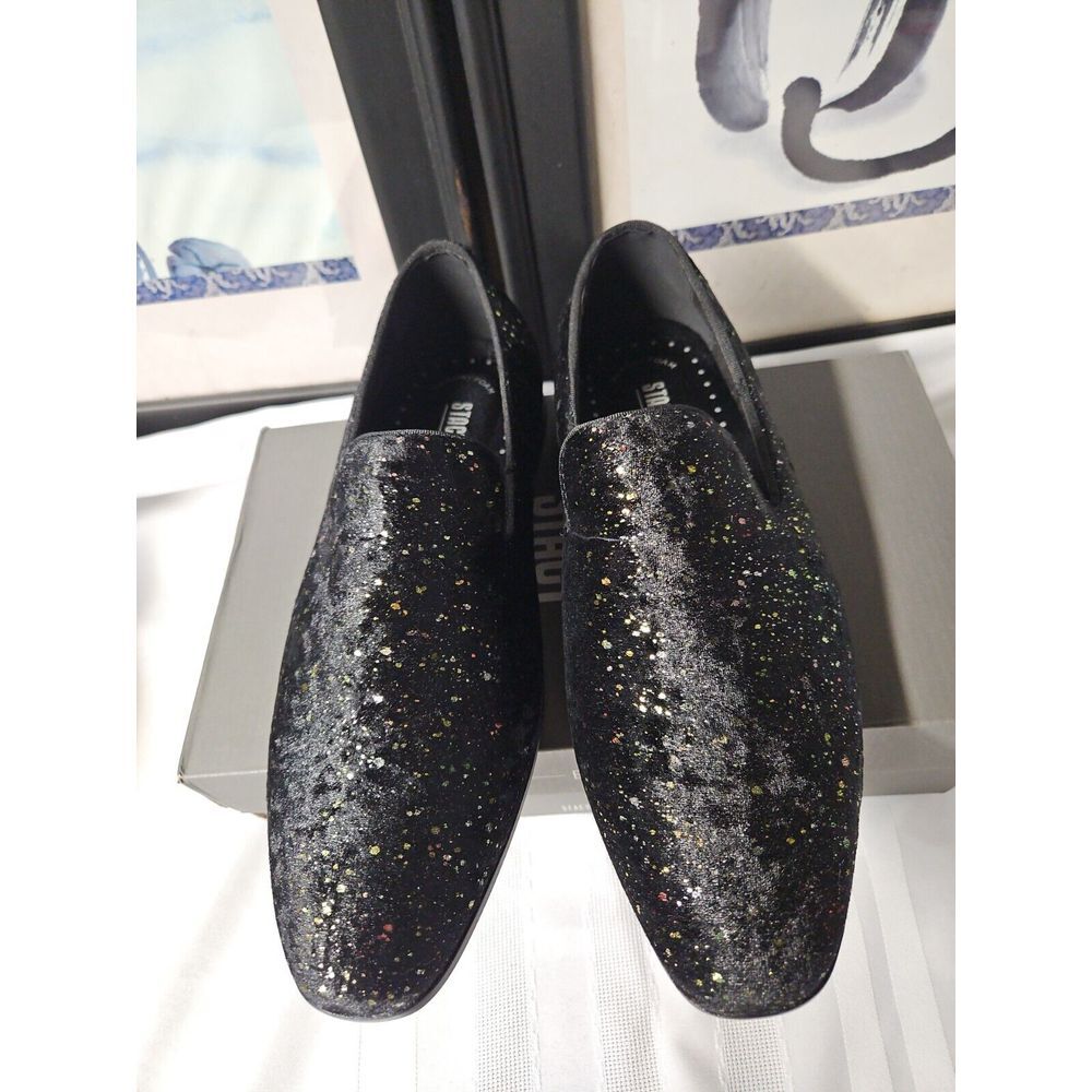 Stacy Adams Men's Stellar Glitter Slip On Loafer, Black, 7.5